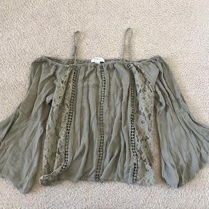Forever21 - Army green cold shoulder top (3x)